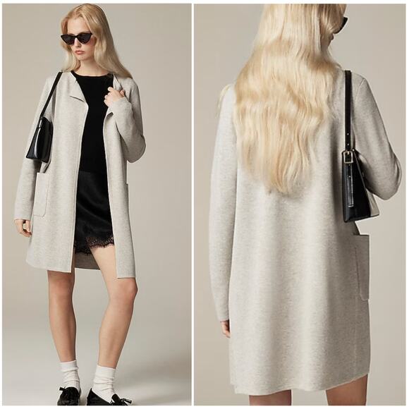 J.CREW Juliette Collarless Sweater-Blazer in Heather Dove Grey | Large - Picture 1 of 13